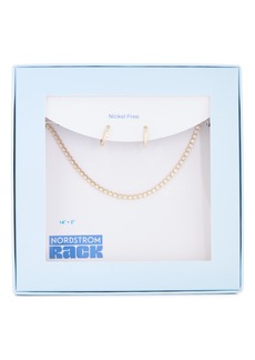 NORDSTROM RACK Pavé Cubic Zirconia Huggie Earrings & Tennis Necklace Set in Clear- Gold at Nordstrom Rack