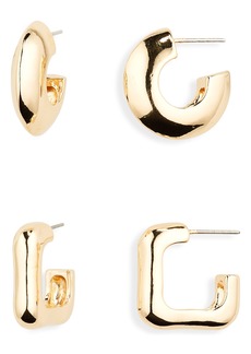 NORDSTROM RACK Set of 2 Huggie Hoop Earrings in Gold at Nordstrom Rack