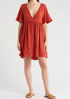 NORDSTROM RACK Textured Tunic Cover-Up Dress in Rust Spice at Nordstrom Rack