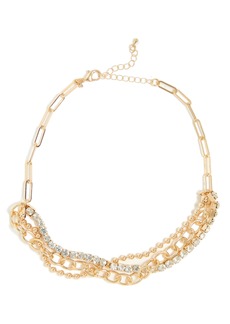 NORDSTROM RACK Twisted Crystal Chain Frontal Necklace in Clear- Gold at Nordstrom Rack