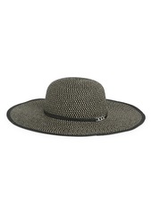 NORDSTROM RACK Two-Tone Straw Floppy Hat in Black Combo at Nordstrom Rack