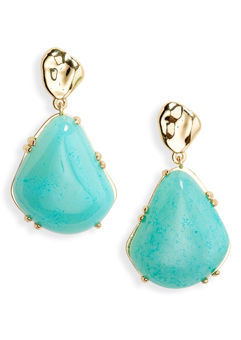 Nordstrom Semiprecious Stone Molten Drop Earring in Amazonite- Gold at Nordstrom Rack