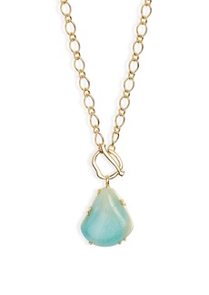 Nordstrom Semiprecious Stone Pendant Necklace in Amazonite- Gold at Nordstrom Rack