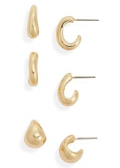 Nordstrom Set of 3 Puffed Huggie Hoop Earrings