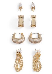 Nordstrom Set of 4 Earrings in Clear- Gold at Nordstrom