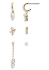 Nordstrom Set of 6 Moonstone Earrings in Clear- White- Gold at Nordstrom