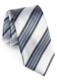 Nordstrom Stripe Silk Tie in Silver at Nordstrom