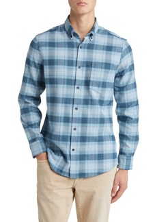 Nordstrom Tech-Smart Trim Fit Check Stretch Button-Down Shirt in Teal Arden Plaid at Nordstrom Rack