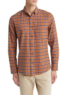 Nordstrom Tech-Smart Trim Fit Plaid Flannel Button-Down Shirt in Rust Pecan Addy Plaid at Nordstrom Rack