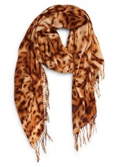 Nordstrom Tissue Print Wool & Cashmere Wrap Scarf in Tan Parisian Cat at Nordstrom
