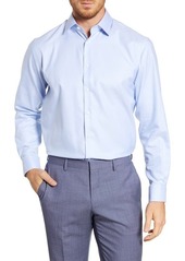 Nordstrom Traditional Fit Non-Iron Solid Stretch Dress Shirt in Blue at Nordstrom