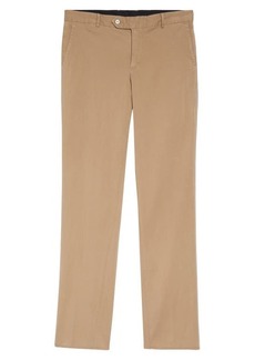 Nordstrom Trim Straight Leg Stretch Flat Front Chino Trousers