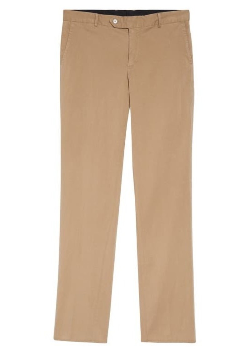 Nordstrom Trim Straight Leg Stretch Flat Front Chino Trousers