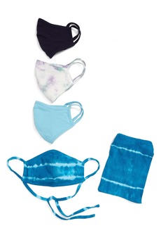 Nordstrom Assorted 4-Pack Adult Face Masks in Blue Tie Dye Combo at Nordstrom