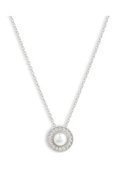 Nordstrom Imitation Pearl Halo Pendant Necklace in Clear- White- Silver at Nordstrom