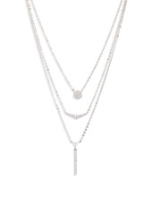 Nordstrom Pave Drop Triple Strand Necklace in Clear- Silver at Nordstrom