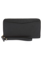 Women's Nordstrom Zip Around Leather Continental Wallet - Black