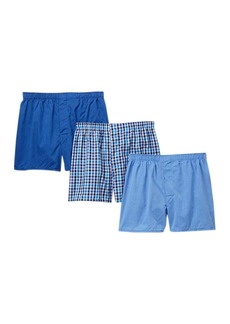 NORDSTROM RACK Woven Boxer - Pack of 3 in Blue- Grey Plaid/Solid Pack at Nordstrom Rack