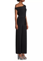 Norma Kamali Asymmetric Drop-Shoulder Wide-Leg Jumpsuit