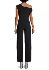 Norma Kamali Asymmetric Drop-Shoulder Wide-Leg Jumpsuit