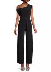 Norma Kamali Asymmetric Drop-Shoulder Wide-Leg Jumpsuit