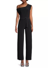 Norma Kamali Asymmetric Drop-Shoulder Wide-Leg Jumpsuit