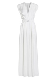Norma Kamali Athena Plunge Belted Gown