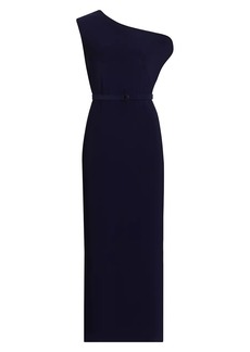 Norma Kamali Belted One-Shoulder Gown