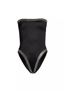 Norma Kamali Bishop Strapless Studded One-Piece Swimsuit