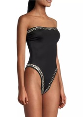 Norma Kamali Bishop Strapless Studded One-Piece Swimsuit