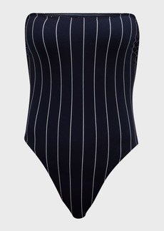 Norma Kamali Bishop Striped Strapless One-Piece Swimsuit 