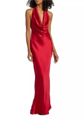 Norma Kamali Cowl-Neck Satin Gown