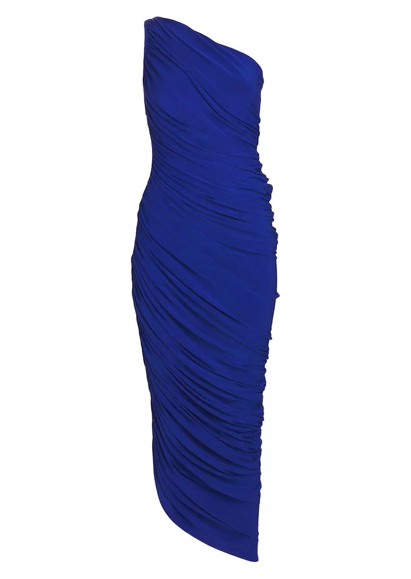 Norma Kamali Diana Asymmetric Shirred Jersey Gown