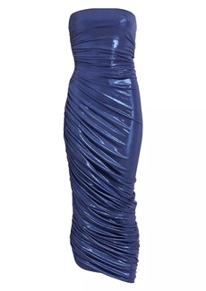 Norma Kamali Diana Metallic Strapless Ruched Gown