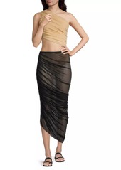 Norma Kamali Diana Ruched Long Skirt