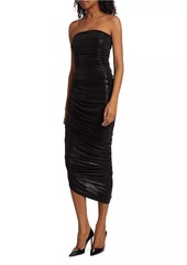 Norma Kamali Diana Strapless Ruched Lamé Dress