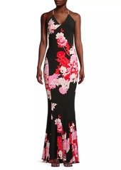Norma Kamali Floral Mermaid Fishtail Gown