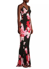 Norma Kamali Floral Mermaid Fishtail Gown