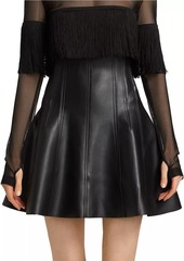 Norma Kamali Grace Pleated Vegan Leather Miniskirt
