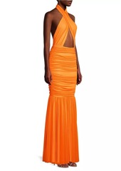 Norma Kamali Halter Neck Cut-Out Mermaid Gown