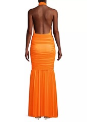 Norma Kamali Halter Neck Cut-Out Mermaid Gown