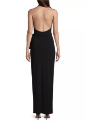 Norma Kamali Halter Wrap Straight Gown