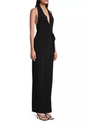 Norma Kamali Halter Wrap Straight Gown