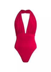 Norma Kamali Halterneck Plunge One-Piece Swimsuit