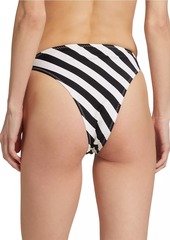 Norma Kamali Luca Striped High-Waist Bikini Bottom