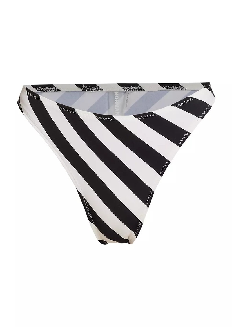 Norma Kamali Luca Striped High-Waist Bikini Bottom