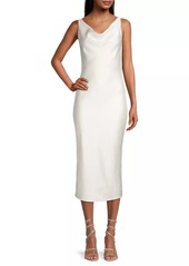 Norma Kamali Maria Cowl-Neck Satin Midi-Dress