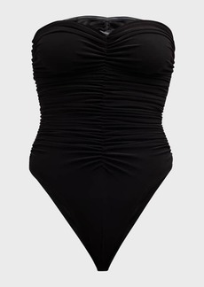 Norma Kamali Marissa Strapless Shirred One-Piece Swimsuit