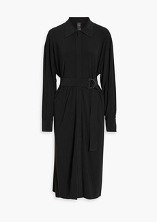 Norma Kamali - Belted stretch-jersey midi shirt dress - Black - FR 32