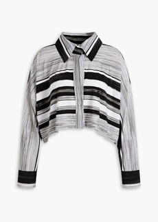 Norma Kamali - Cropped striped stretch-jersey shirt - Black - FR 36